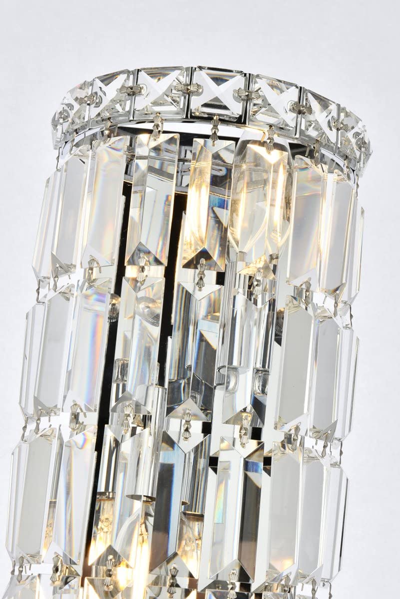 Elegant Lighting Maxim Collection 2030W6C/RC 2-Light Wall Sconce with Royal Cut Crystals, Chrome Finish