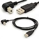 BSHTU 1.5M USB to Printer Adapter Cables 90 Degree USB 2.0 A Male to B Down Angle Plug Converter Lead 480Mbps High Speed Adaptor Scanner Extension