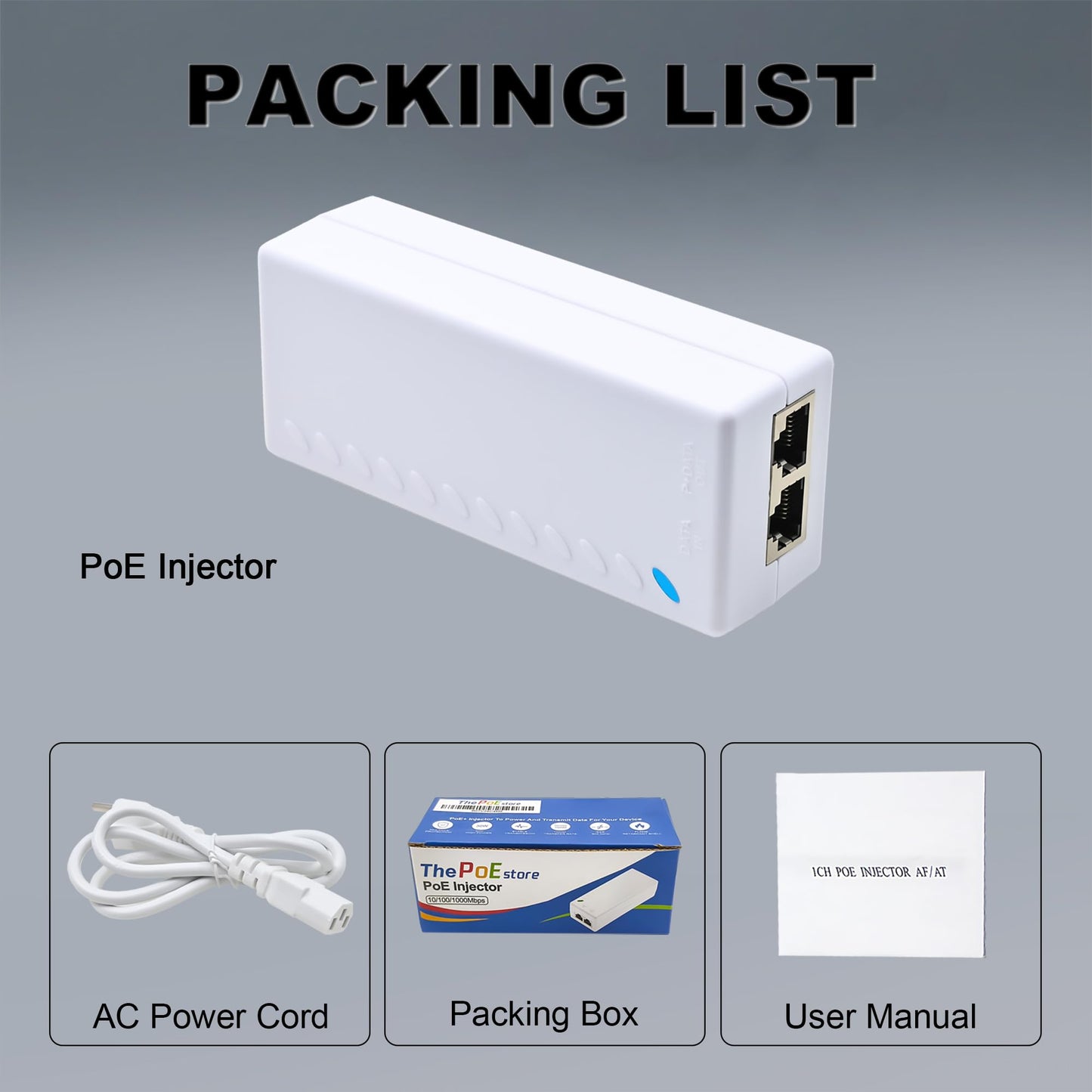 ThePoEstore 10Gbps PoE+ Injector - Powerline Network Adapter, 30W