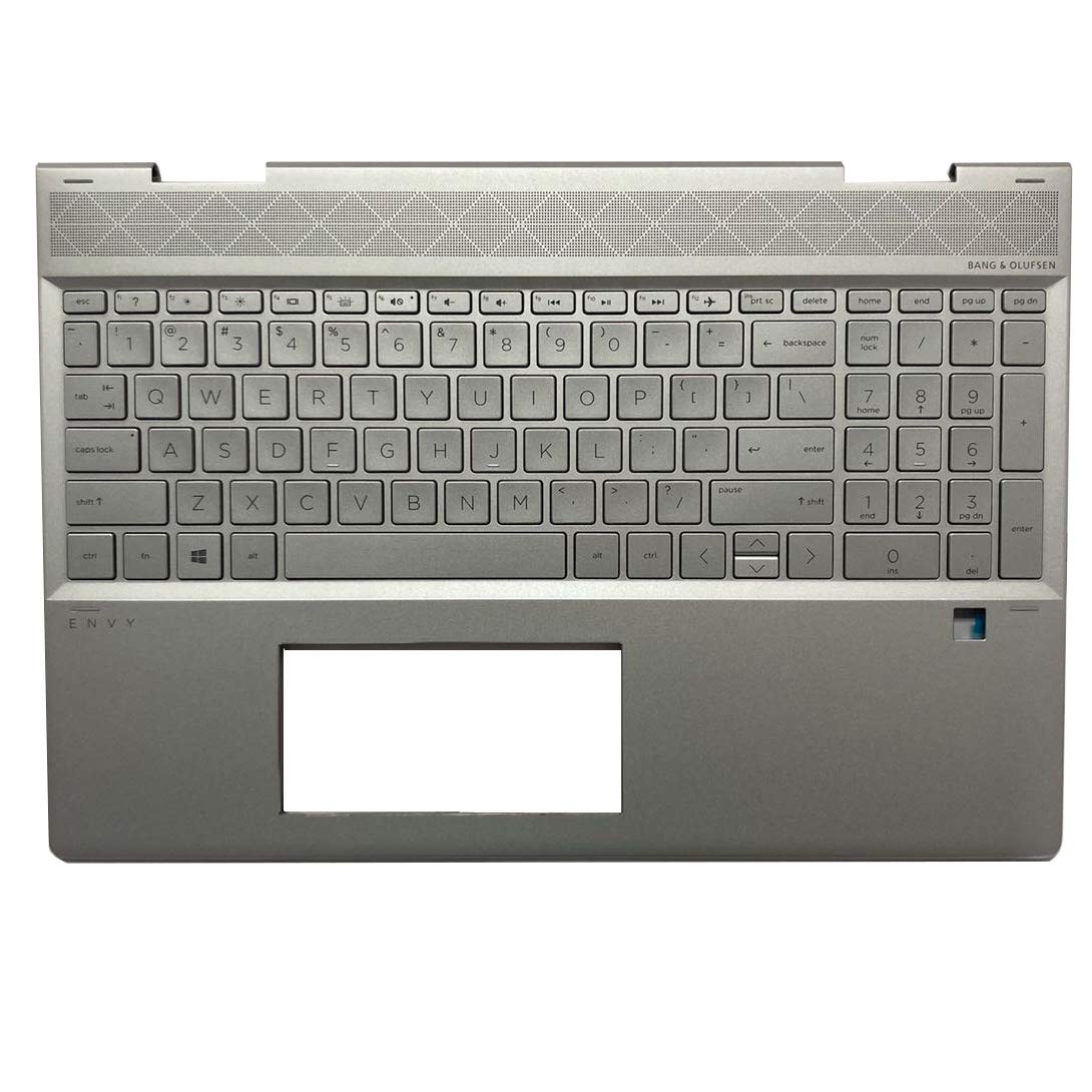 Replacement for HP Envy x360 15 DR 15T-DR000 15T-DR000 15T-DR100 Laptop Upper Case Palmrest Backlit Keyboard Assembly Part L53814-001 Top Cover Sliver
