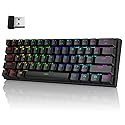 Pauroty 60% Wireless Mechanical Keyboard, Triple Mode 2.4G/USB-C/Bluetooth Gaming Keyboard, RGB Backlit, Clicky Blue Switch, 61 Keys Rechargeable Mini