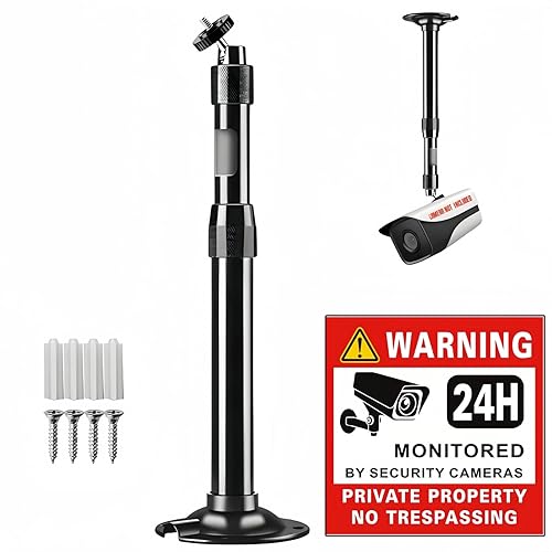 SamIdea 7.87"~15.75" Black Telescopic Mount Security Camera Wall Ceiling Mounting Bracket,Telescopic Adjustable Camera Wall Mount Bracket