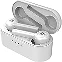 iHome XT-49 True Wireless Earbuds with Rechargeable Traveling Case, Bluetooth Earphones with Microphone and Touch Control, White