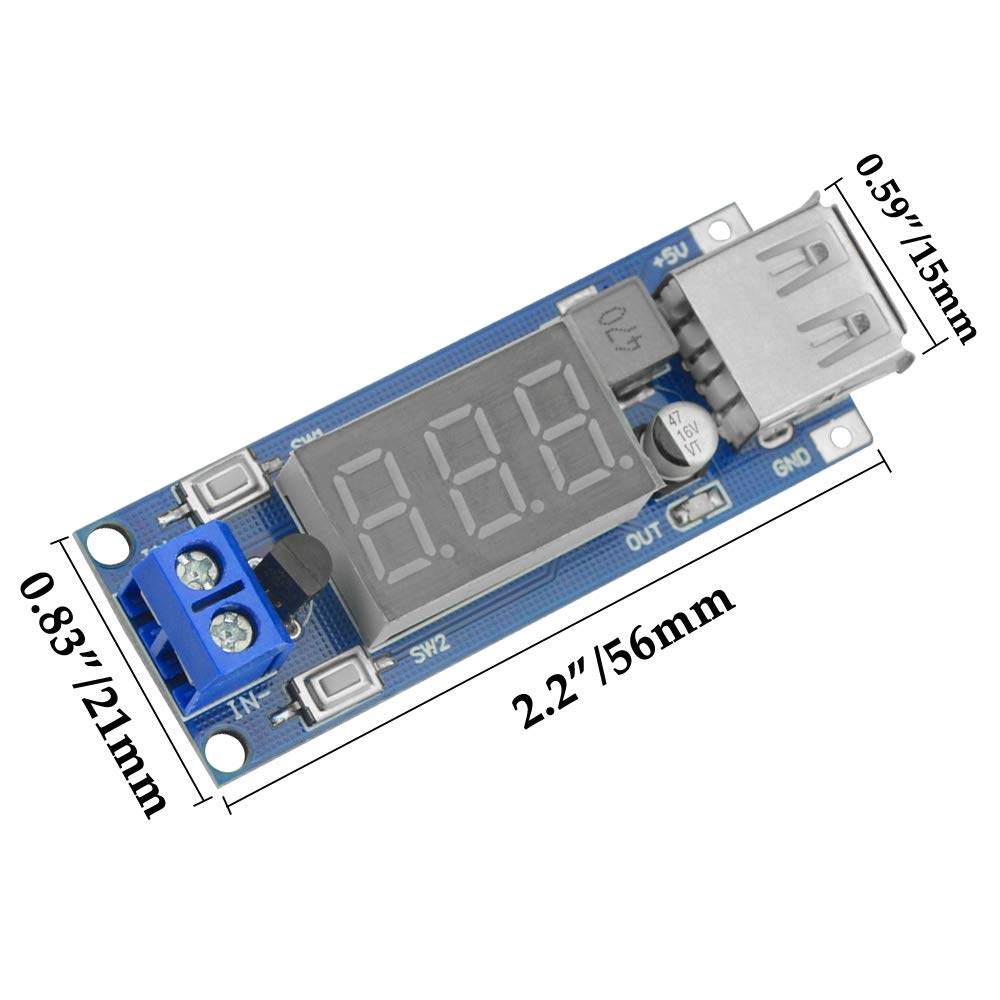 XINGYHENG 2Pcs DC-DC Buck Voltage Converter Power Module 4.5-40V 12V to 5V/2A + Power Supply Stabilizer Voltage Regulator with Voltmeter 5V USB…