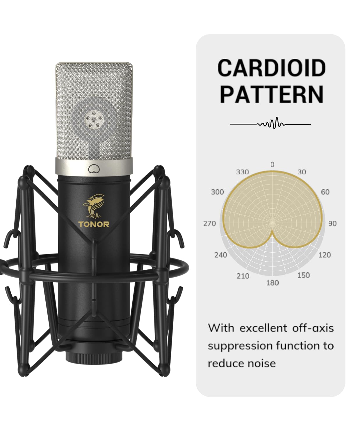 TONOR Condenser Microphone 192kHz/24Bit, USB Cardioid Computer Mic Kit with Upgraded Boom Arm/Spider Shock Mount for Recording, Streaming, Gaming