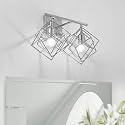 BEHIYA Bathroom Vanity Light with 2 Bulbs Bathroom Light Fixtures Over Mirror with 2 Rotatable Cube Shades Modern Wall Mounted Silver Brushed Nickle