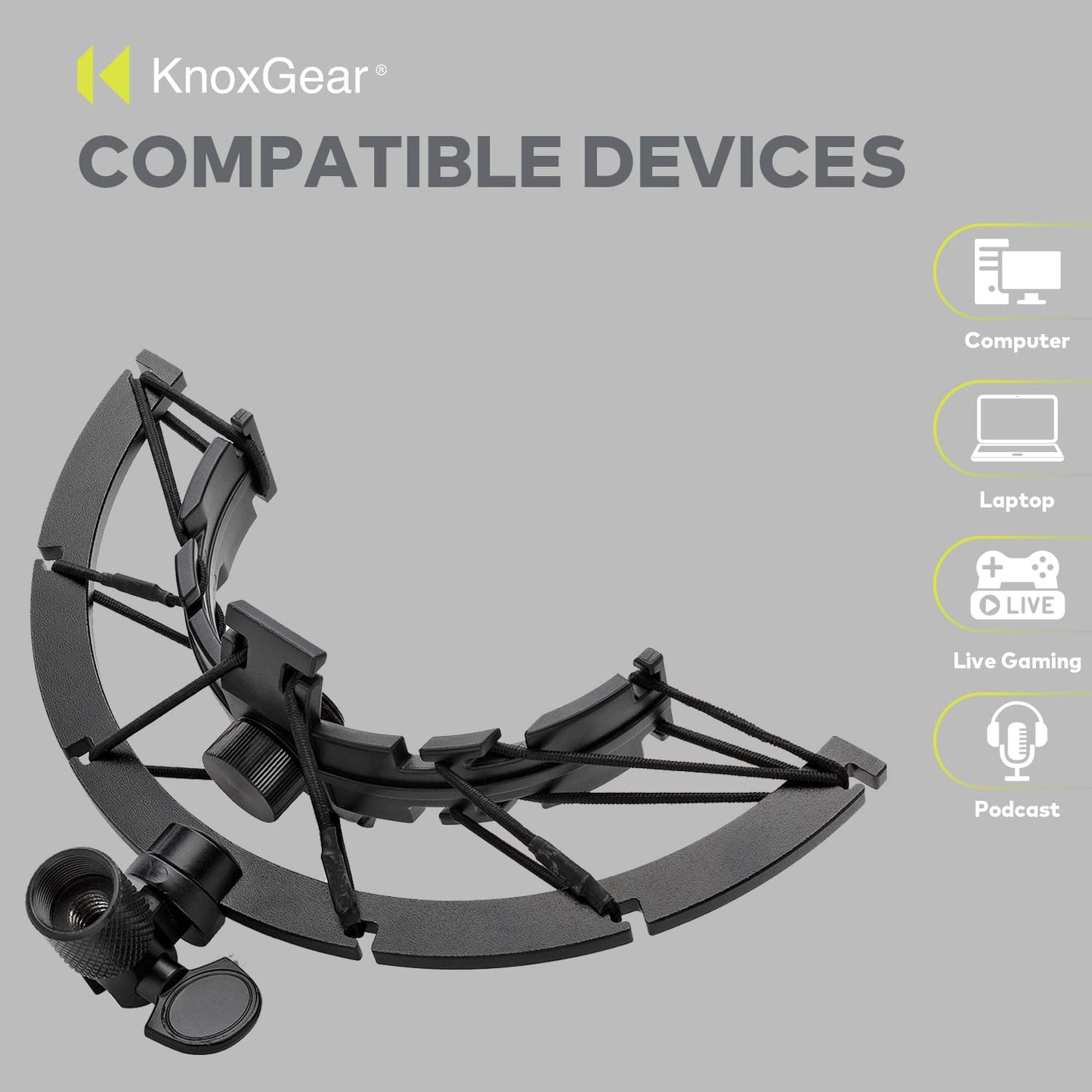 Knox Gear Multi-Purpose Shock Mount for Blue Snowball and Snowball Ice Condenser Microphone, Clamp Connector Made w/Alloy Steel Combats Vibration