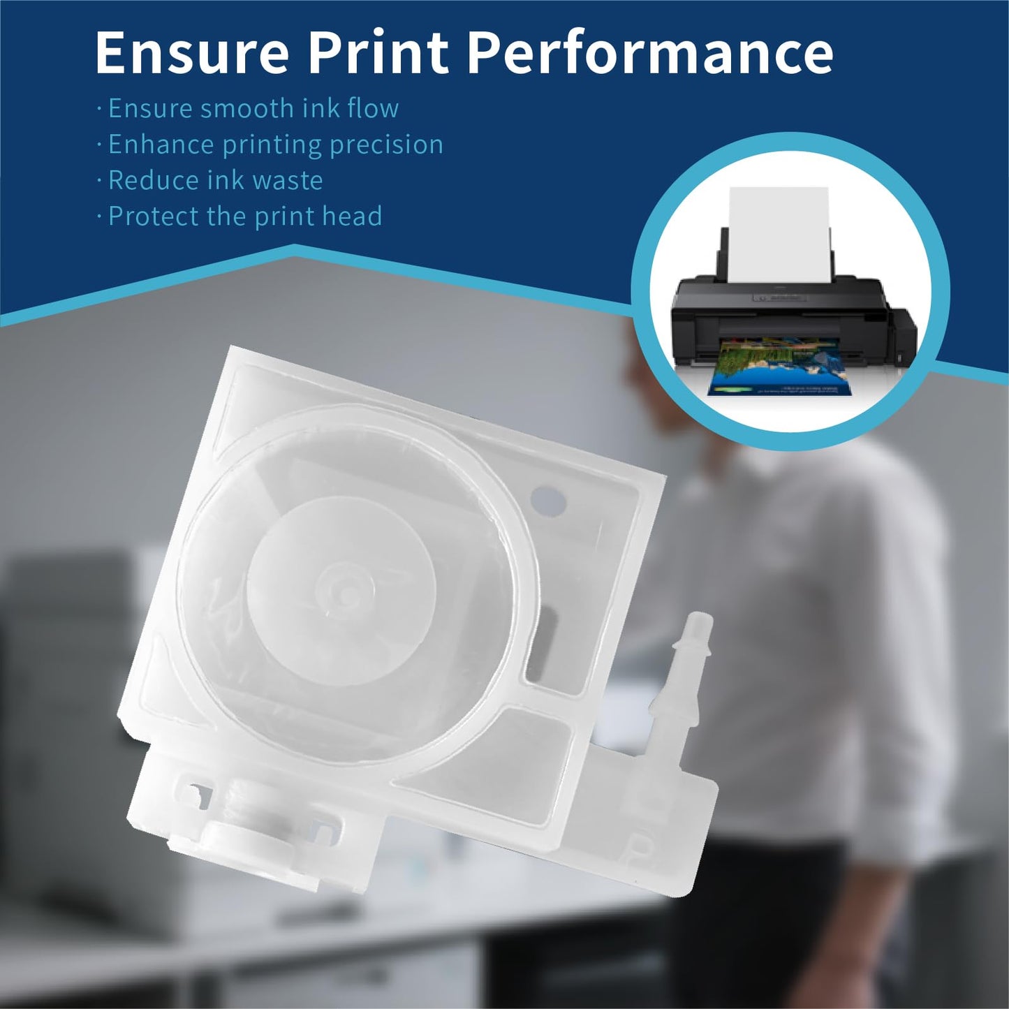 AMOILS 4Pcs Upgraded Printer Ink Damper Dumper Fit for E-pson P408 L805 L1300 L1800 L1400 R1390 R1900 R2000 R2400 T50 DTF Printer, Dumper Replacement