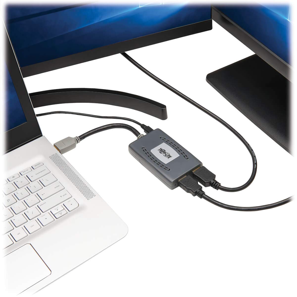 Tripp Lite HDMI Splitter, 2 Port with Built-in Cable USB Powered HDMI Splitter, 4K @ 60 Hz, 4:4:4, Multi-Resolution Support, HDR, HDCP 2.2, TAA