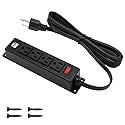 Mountable Power Strip with USB Ports,Wall Mount Power Outlets Screw Down Power Socket in Desk Under Cabinet Power Station 4AC Outlet 2 USB 6.56 Feet