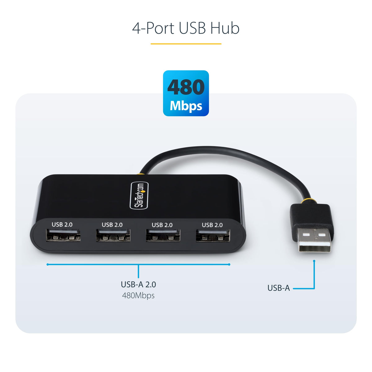 StarTech 4-Port USB 2.0 Hub with 6in/15cm Cable (ST4200MINI2-USB-HUB)