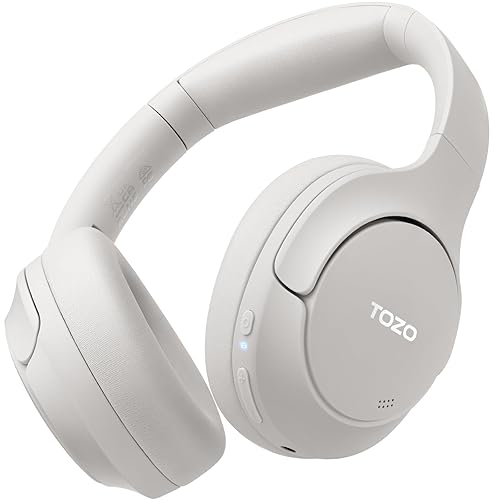 TOZO HT2 Hybrid Active Noise Cancelling Headphones, Wireless Over Ear Bluetooth Headset, 60H Playtime, Hi-Res Audio Custom EQ via App Deep Bass…