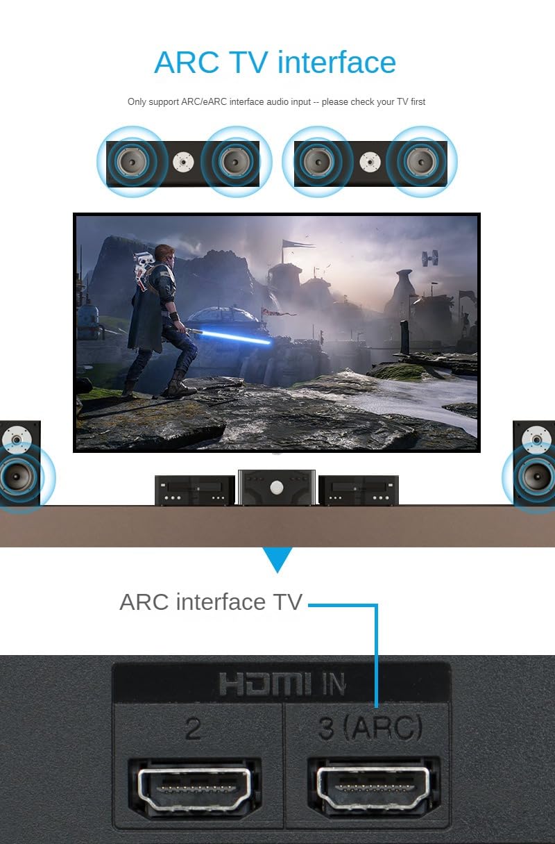 HDMI ARC Audio Extractor, SPDIF Optical Coaxial to RCA 3.5mm Stereo Audio Converter Adapter, Support 192kHz & 5.1CH for HDTV, Headphone Amp for Home