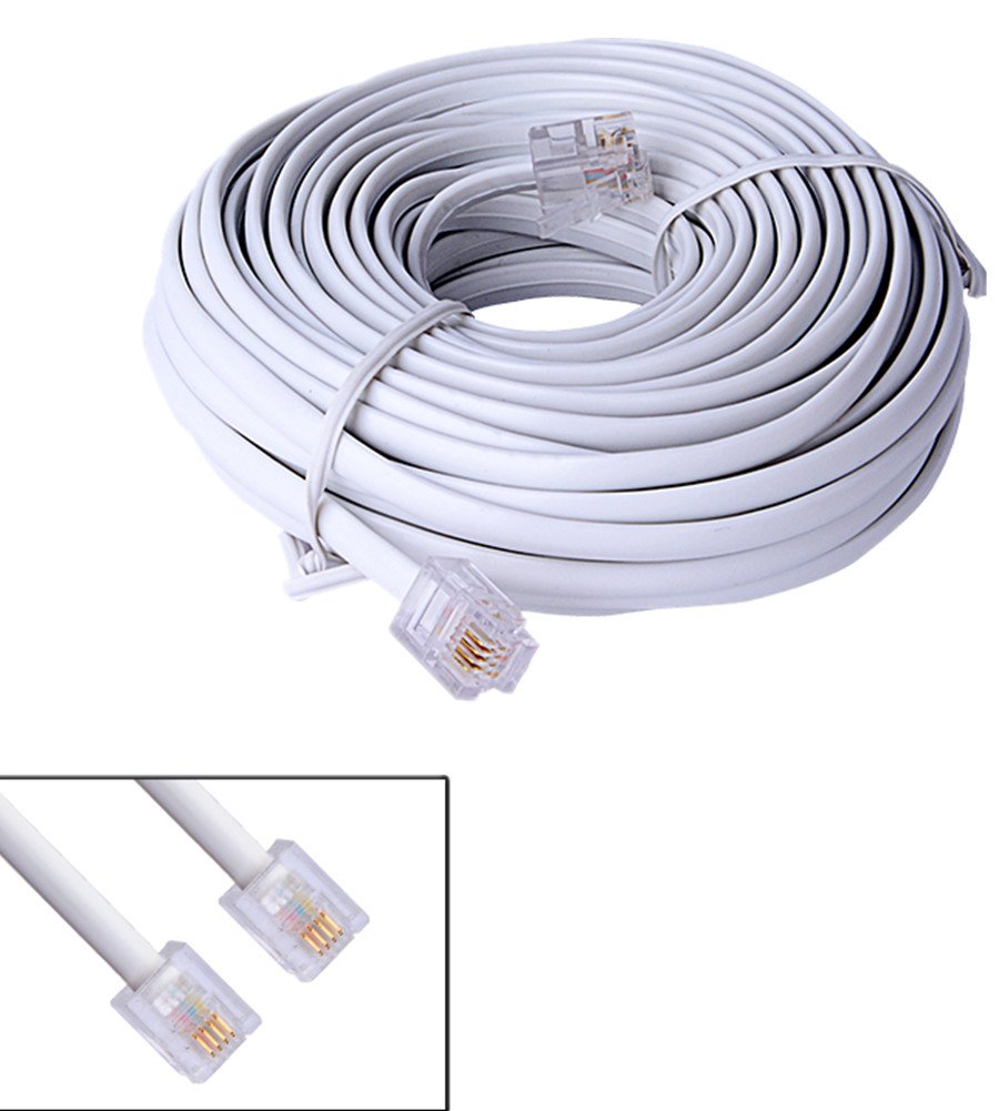 10M 40ft RJ11 6P4C Modular Telephone Phone Cables Wire White