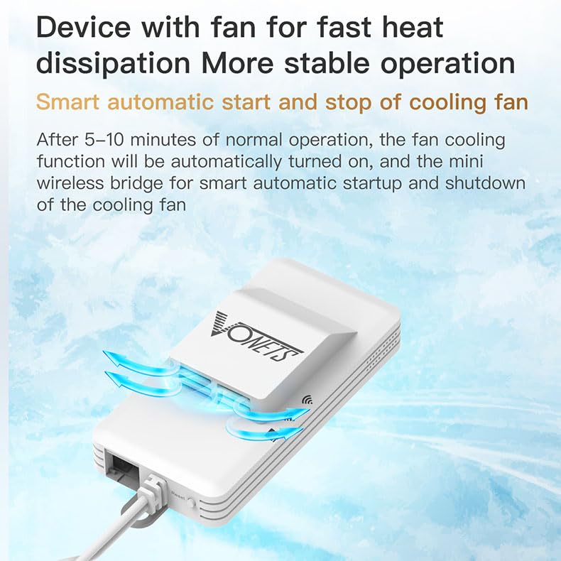 Vonets VAP11AC 2.4G+5G WiFi Bridge/Wireless Repeater/Wired to WiFi Adapter 1200Mbps with RJ45 Ethernet Cable Good Partner for Security System, IP