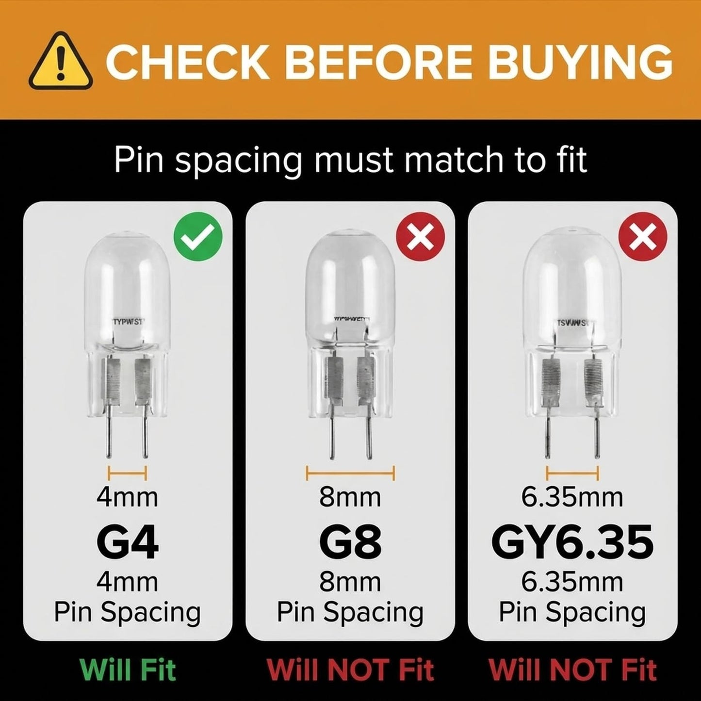 10 Pack 4mm Pin Spacing ONLY 10 Watt AC DC 12V Capsule T3 Light Bulb Replacement JC G4 2 Pin Base Halogen Kitchen Table Pendant Lamp 12 Volt 10W