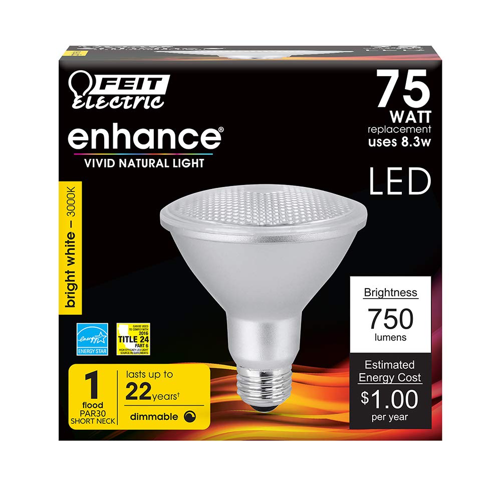 Feit Electric PAR30 LED Short Neck Spotlight Bulb, 75W Eq, Bright White