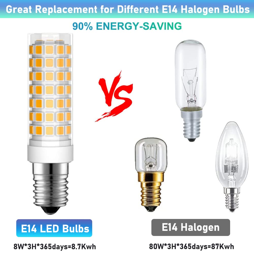 SZKOV 2-Pack E14 LED Bulb European Base 8W Refrigerator E14 Cooker Hood Bulb 4173175 Oven Light Bulb for Whirlpool RBD305PVS02 Oven AC120V Whirlpool