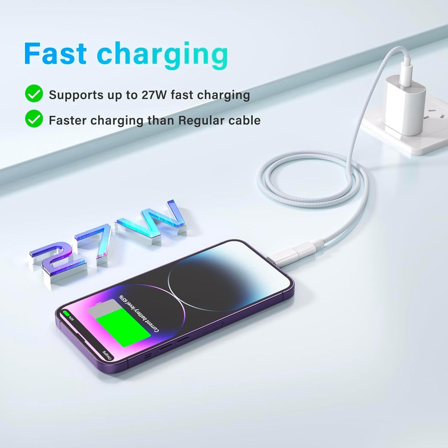 MFi Certified 27W USB C to Lightning Adapter (2 Pack) - Fast Charging Data Sync, Lightning to USB Type C Cable Adapter for iPhone14/13/12 Series…