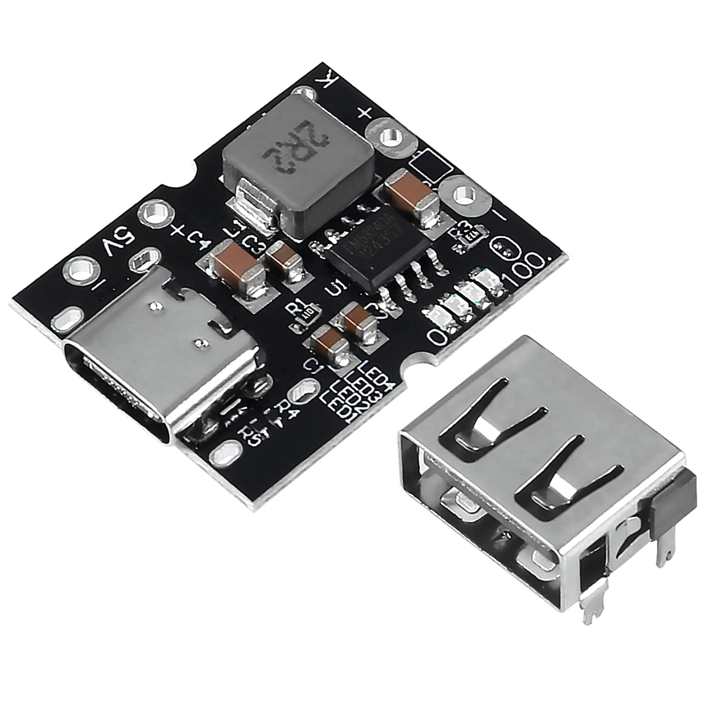 ATNSINC 12PCS Type-C USB 5V 2A Boost Converter Step-Up Power Module Mobile Power Bank Accessories with Protection LED Indicator (Type-C No Welding)