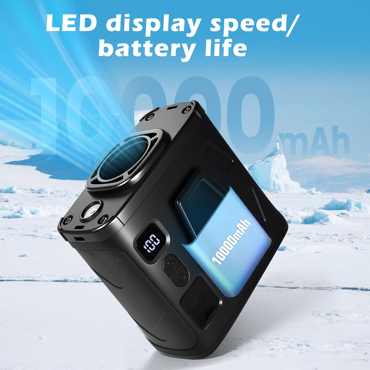 Aloelcap 10000mAh Portable Waist Fan Clip on Wearable Belt Personal Fan Rechargeable Battery operated (black)