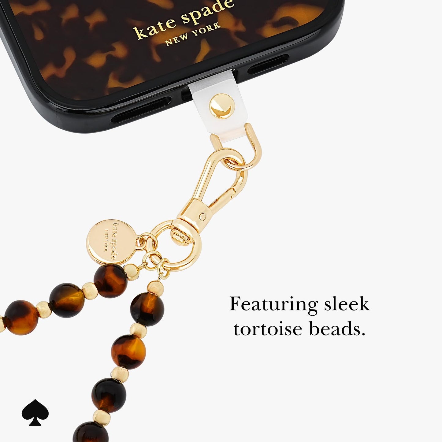 kate spade new york Phone Charm Wrist Strap - Detachable Anchor Card Cell Phone Lanyard - Tortoise Bead