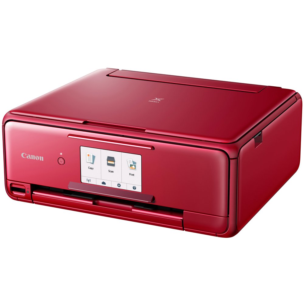 Canon 2230C042 PIXMA TS8120 Wireless Inkjet All-in-One Printer with Scanner and Copier, Red Bundle with CLI-281 Black Ink Tank, Corel Paint Shop Pro