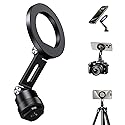 elitehood Magnetic Phone Tripod Mount for Magsafe, Aluminum iPhone Tripod Mount Adapter with 1/4” Screw, Cold Shoe Phone Holder for Camera, Compatible