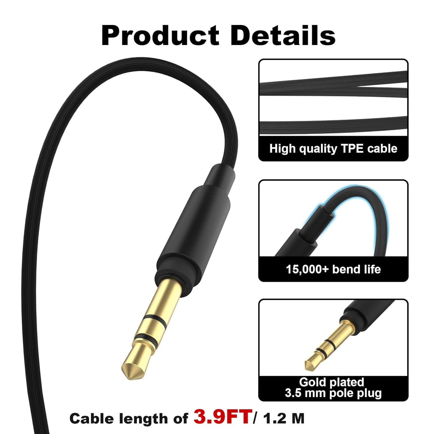 Toxaoii WH-1000XM3 Replacement Audio Headphone Cable Cord Compatible with Sony MDR-XB950BT MDR-1000X WH-H900N WH-CH700N WH-1000XM4 MDR-10R…