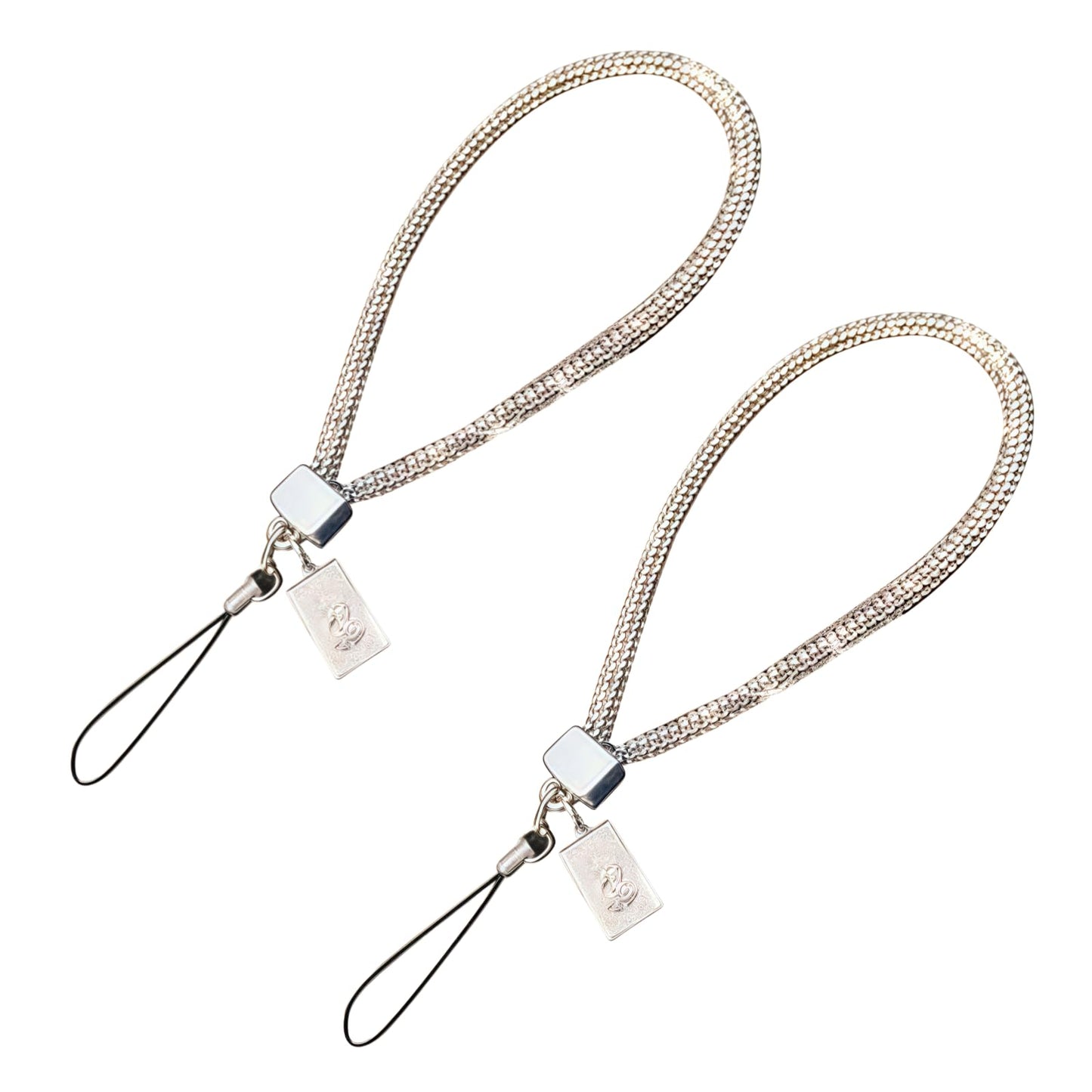 2Pcs Silver Short Crystal Phone Lanyard Full Diamond Pendant Wrist Strap Bling Wristlet Keychain Strap for Wallet Bag Credit Card Holder,Convenient