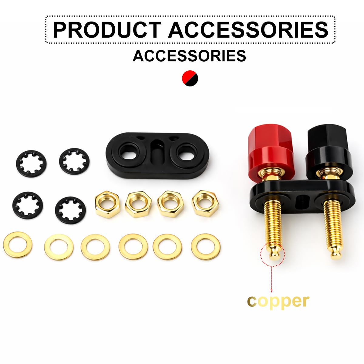 DIYhz 6Pcs M5 Banana Plug Terminal Connector, 4mm Double Banana Jack, 19mm Spacing Amplifier Speaker Terminal, Pure Copper Gold-Plated Audio Binding