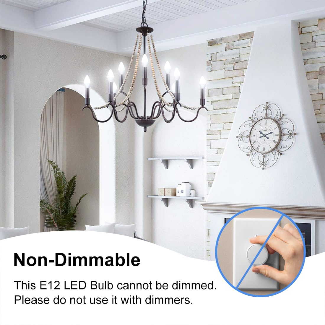 Vinaco E12 LED Candelabra Bulb 6W 5000K Daylight for Ceiling Fan Light