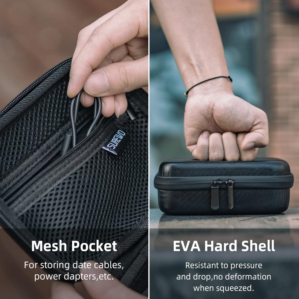 SUREWO Osmo Pocket 3 Mini Case, Portable PU Storage Protective Bag for DJI Osmo Pocket 3 Standard kit and DJI Osmo Pocket 3 Power Expansion Combo