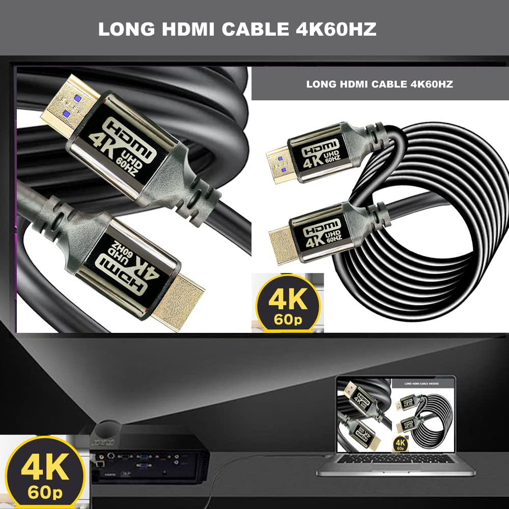 4K HDMI Cable 60ft 2.0 18Gbps,High Speed HDMI Cables 4K60 2K120 1080P eARC HDR HDCP 2.2 2.3 Compatible with Apple TV 4K Sony LG Samsung Xbox Series X