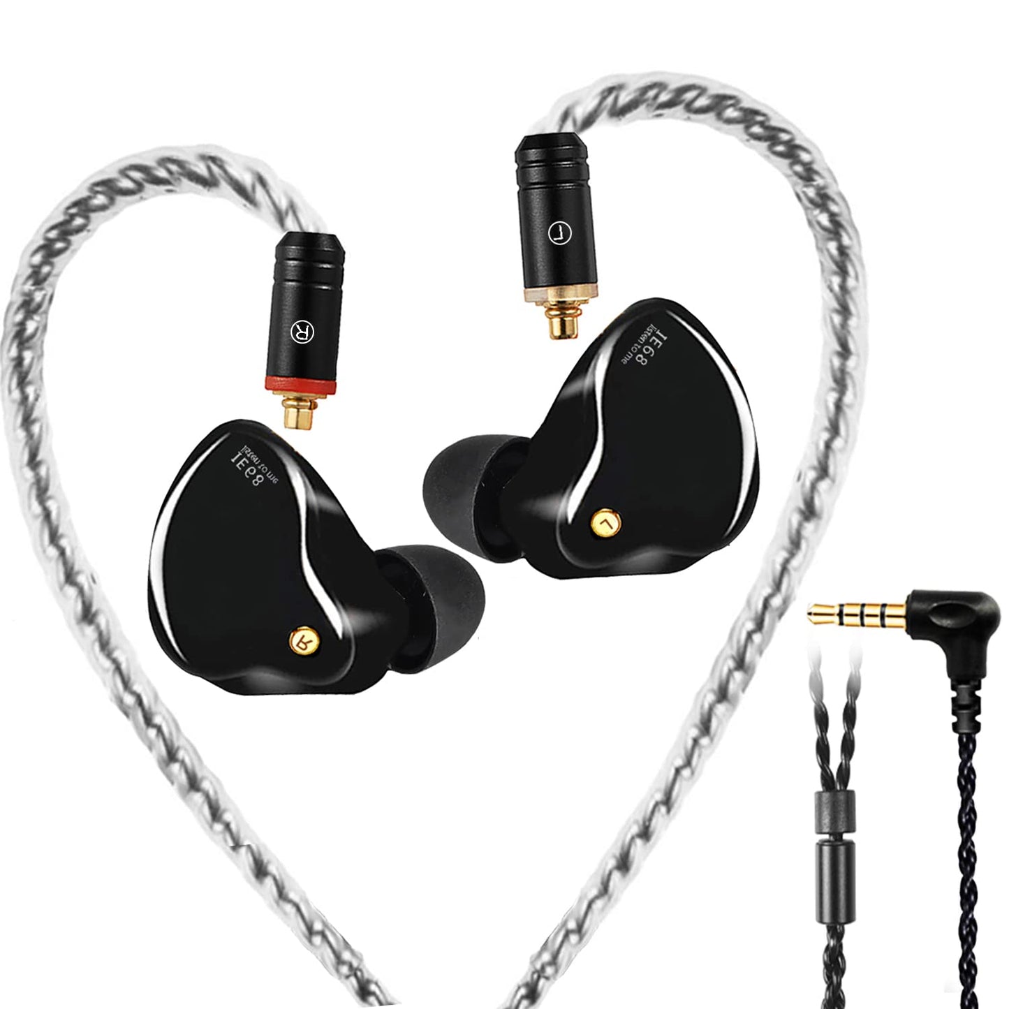 DCMEKA Wired Earbuds in-Ear Headphones for Singers/Drummers/Musicians, Noise Isolating Bass Driven Earphones, Carry Case, Ear Buds Tips, MMCX 3.5MM…