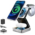 Portable 3 in1 Magsafe Wireless Charger Station for Apple iPhone, Multiple Devices, Foldable Travel Charging Stations, Magnetic Fast Charger