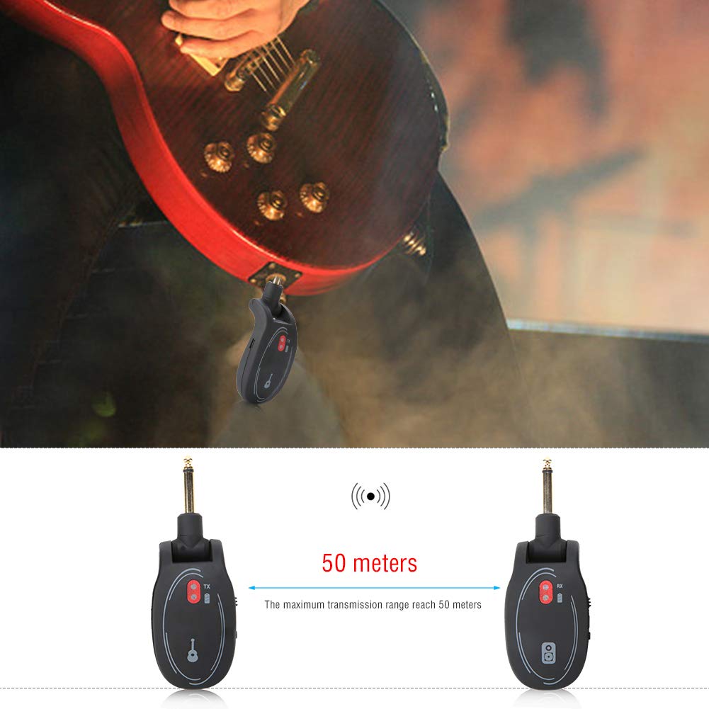 Fafeims Universal Electric Guitar Wireless System Rechargeable Audio Transmitter Receiver Electric Digital Transmitter Receiver Set