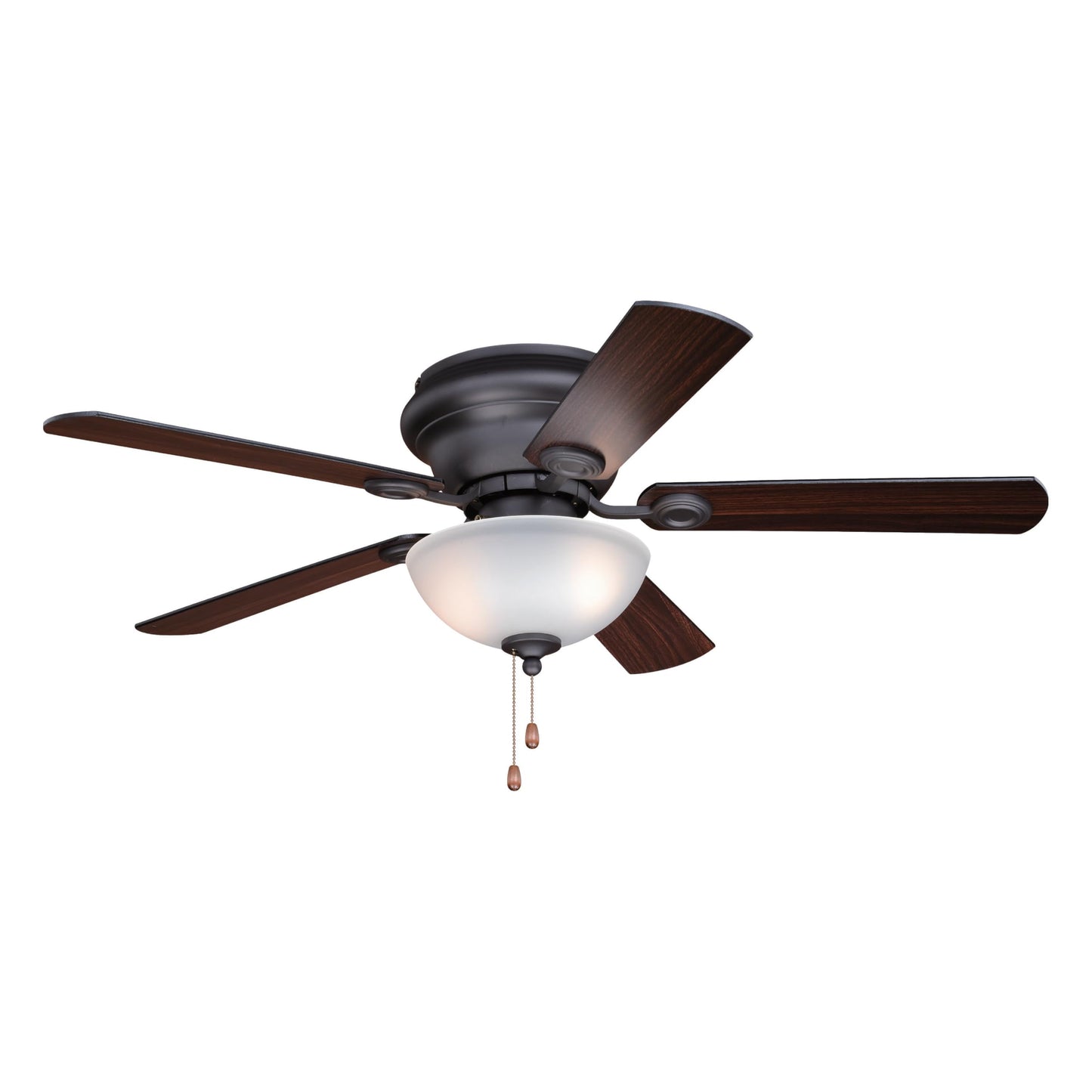 VAXCEL Expo 42 in. Noble Bronze Indoor Low Profile Flush Mount Traditional Ceiling Fan with Reversible Dark Bronze-Driftwood Blades, LED Light Kit