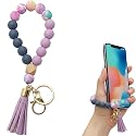 Sndperiexam 1 PC Colorful Cute Phone Lanyard Silicone Beaded Phone Wrist Strap Cute Elastic Hands-Free Cell Phone Wristlet Chain Bracelet