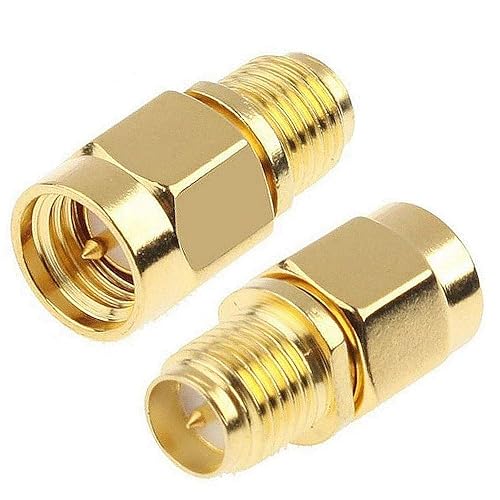 TengKo SMA Male Plug to RP-SMA Female RF Straight Connector Gold Plating Adapter for Wi-Fi Antenna Repeaters Radio Signal Extension Cable (2 Pack)