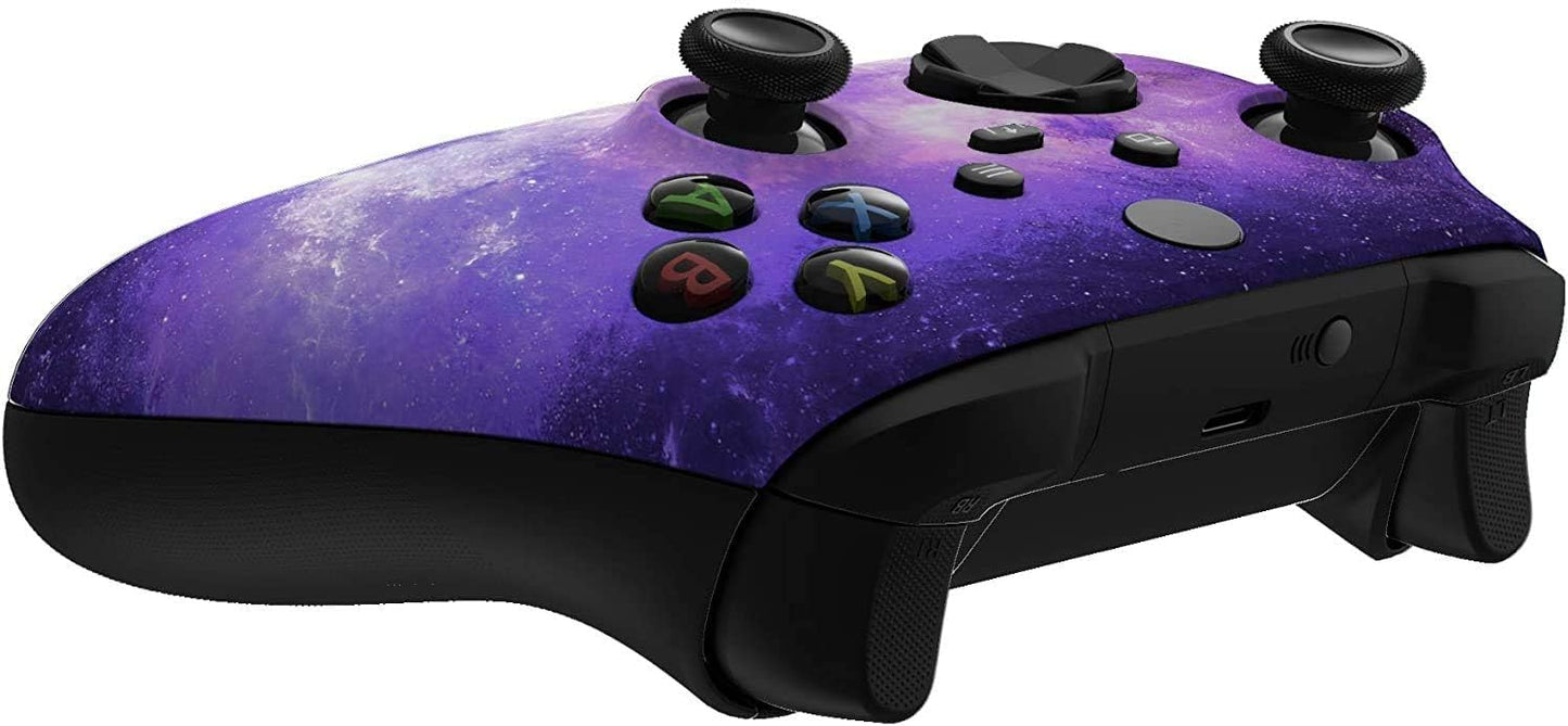 Custom Soft Touch Design Custom Gaming Controller -Soft Shell for Comfort Grip X for Xbox Series (Purple Galaxy)