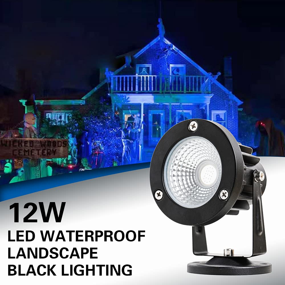 ELEGLO 12W Led Black Lights,Outdoor Blacklight for Landscape Lighting,120V Black Spotlight for Dance Party, Art, Poster, Glow in Dark Party