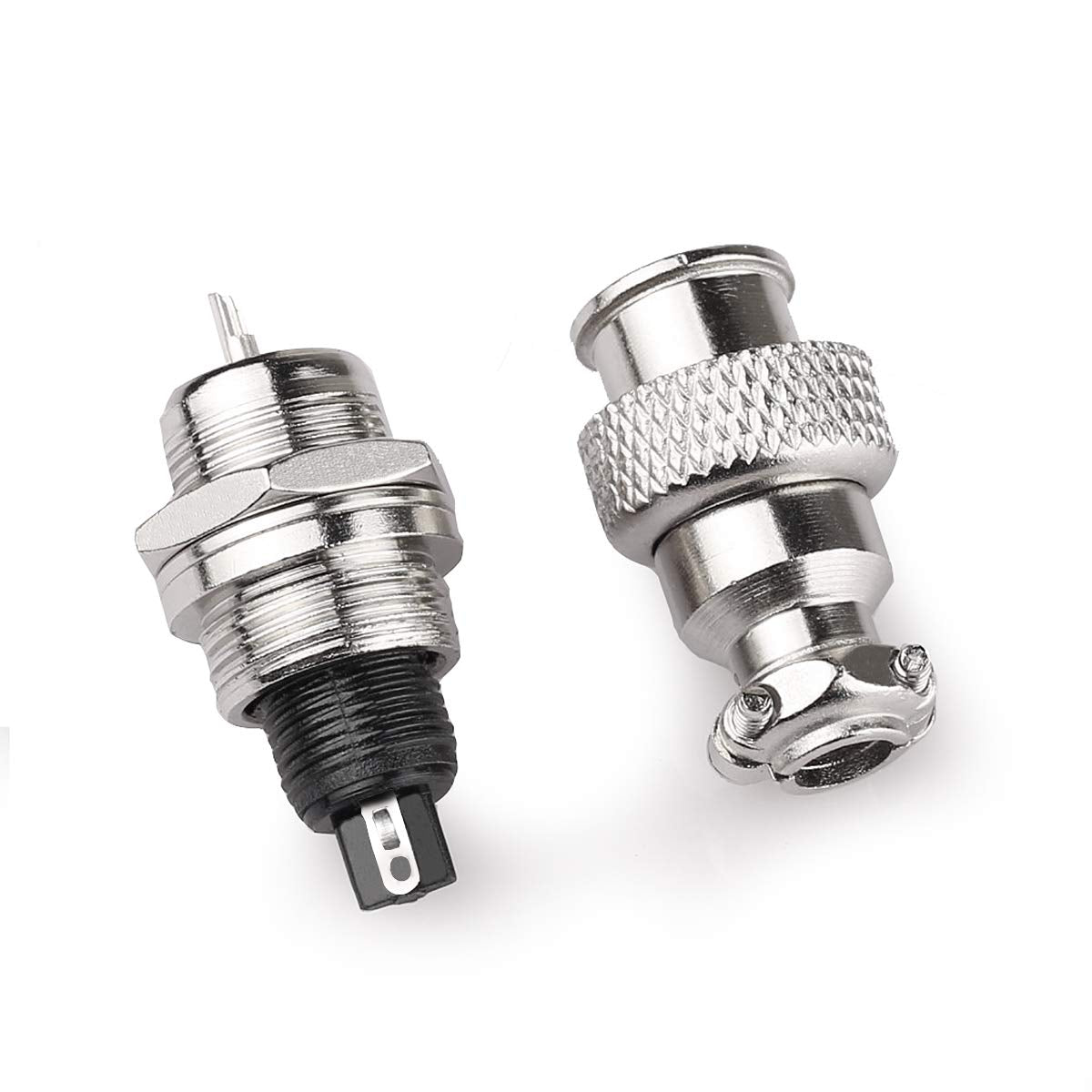 DIYhz GX16 2 Pins Panel Metal Mount Circular Metal Aviation Connector Adapter Male Female Plug Socket with Waterproof Cap (10 Pcs)