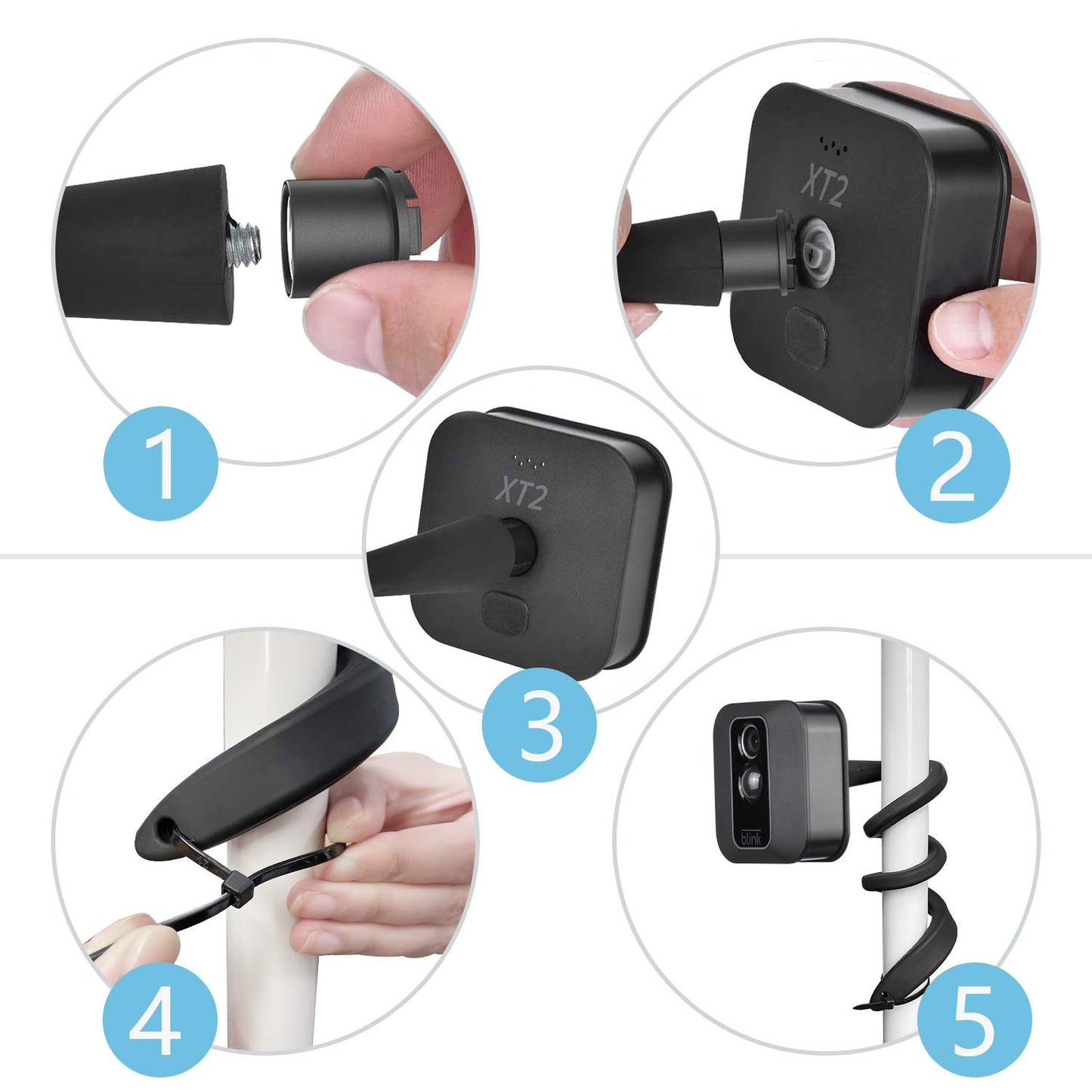 HOLACA 2Pack Flexible Twist Mount for Blink Outdoor Camera 4/3 Blink Indoor Blink XT2, Blink XT, Blink Mini No Tools Installation for Your Blink Home