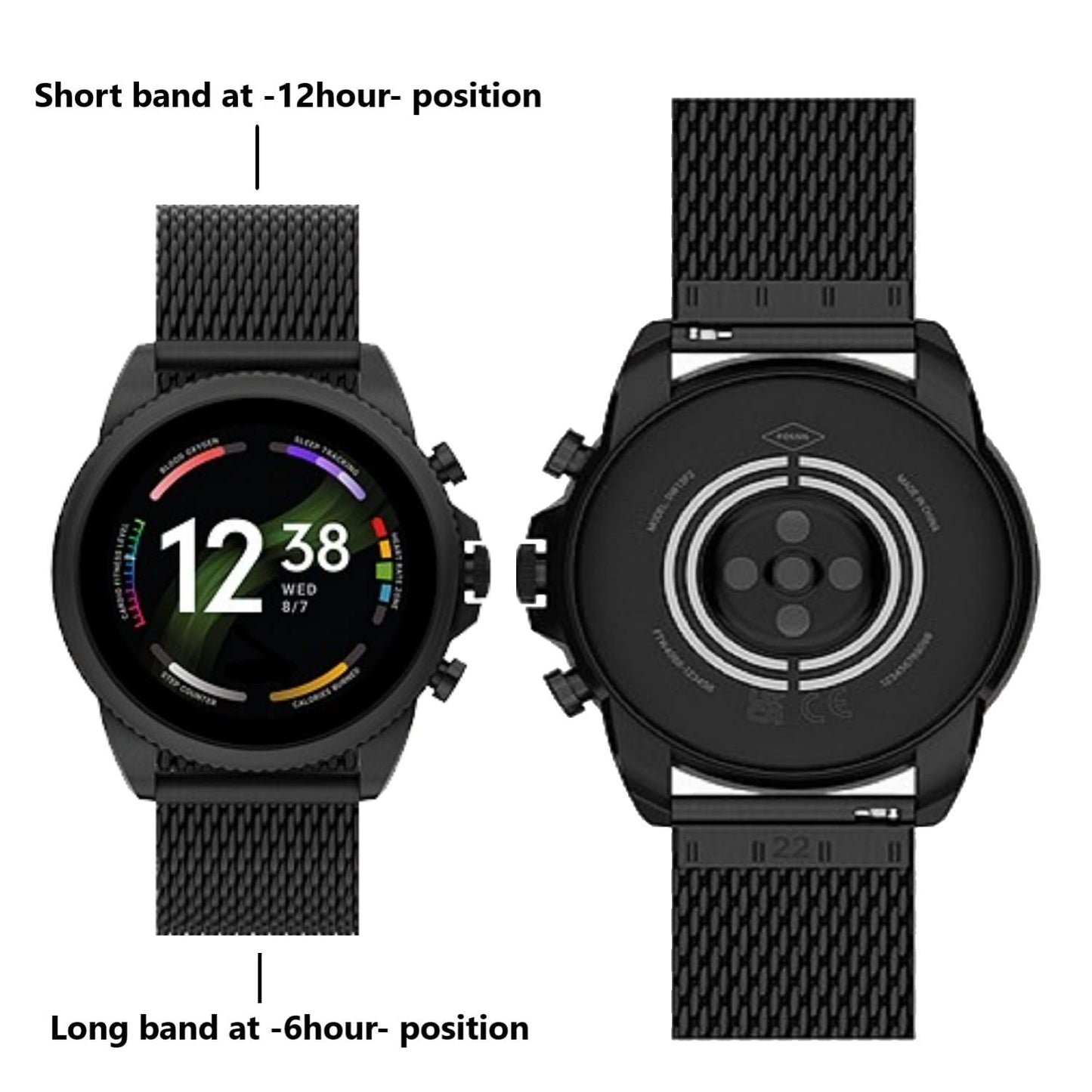 Moran Stainless Steel Mesh Watch Band 20mm Quick Release Black Replacement Metal Strap 18mm 20mm 22mm Compatible for Samsung Galaxy Watch 6 Band