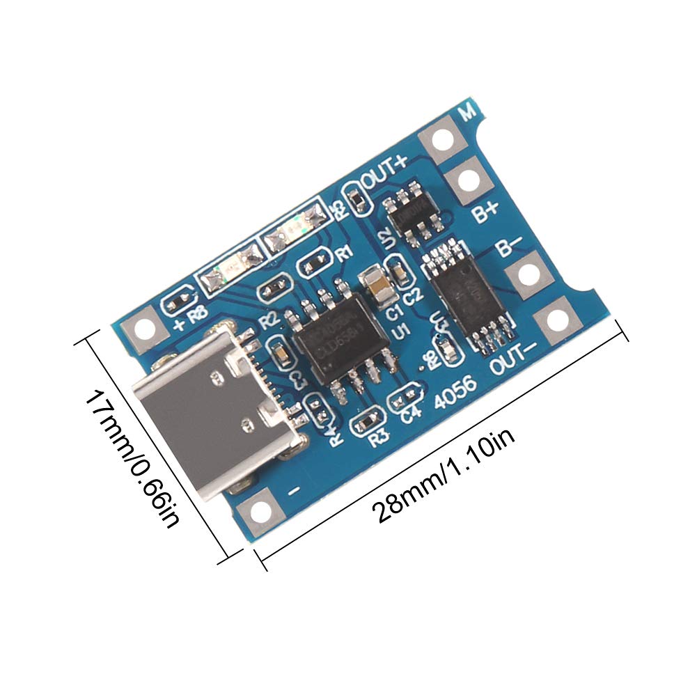 AITRIP 20pcs TP4056 Type-c USB 5V 1A 18650 Lithium Battery Charger Module Charging Board with Dual Protection Functions (20pcs TP4056 Type-c USB)