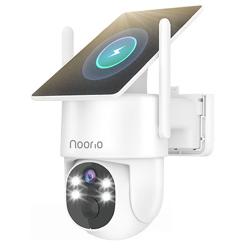 Noorio Solar Security Camera Wireless Outdoor, 2K Cameras for Home Security, 4MP 360° Camera with Dual Band WiFi 2.4/5G, AI Human Detection, Color