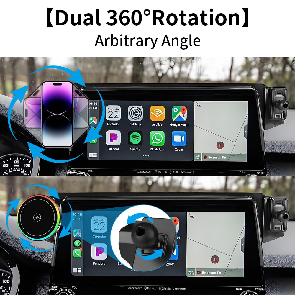 LUNQIN Car Magnetic Phone Mount for Kia Seltos 2021 2022 2023 Auto Interior Accessories Best Cellphone Holder Fast 15W Wireless Charger Cell Phones