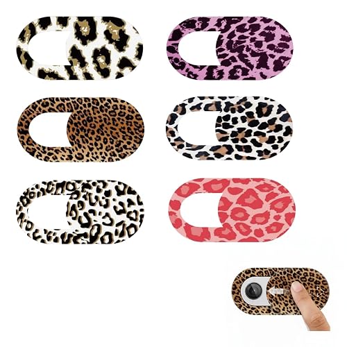 6Pcs Webcam Covers Slide Leopard Print for iPad Tablet Laptop Blocker Camer Cover Privacy Protection Stickers for Phone