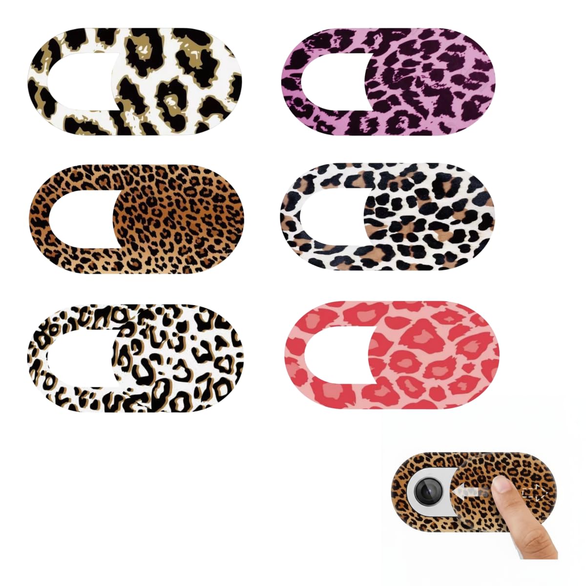 6Pcs Webcam Covers Slide Leopard Print for iPad Tablet Laptop Blocker Camer Cover Privacy Protection Stickers for Phone